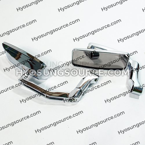 8/10mm Chrome Rectangle Rearview Mirrors For Motorcycle Scooter - Click Image to Close